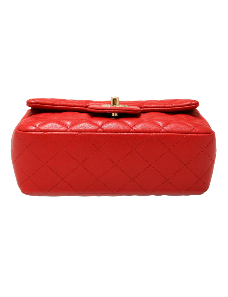 CHANEL red lambskin Mini Timeless  