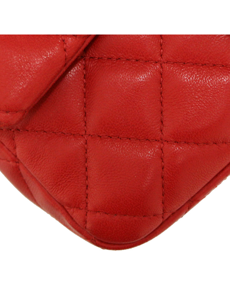 CHANEL red lambskin Mini Timeless  