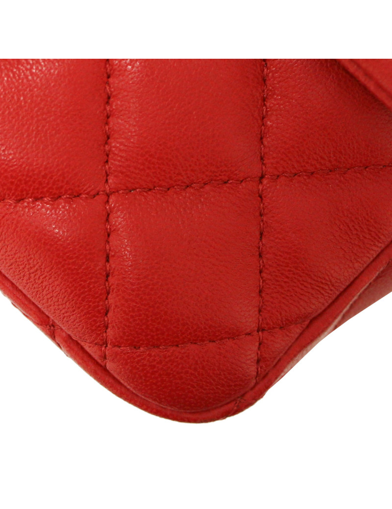 CHANEL red lambskin Mini Timeless  