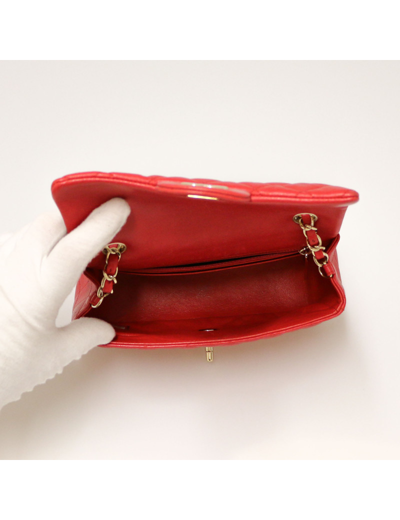 CHANEL red lambskin Mini Timeless  