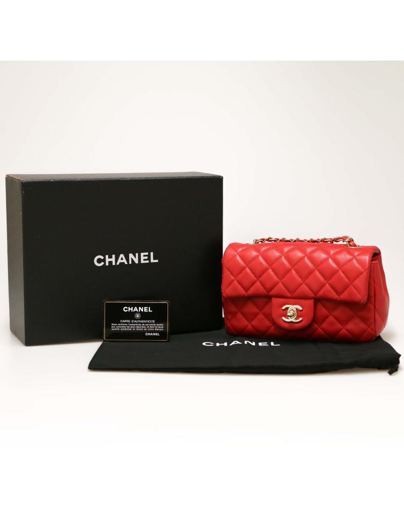 CHANEL red lambskin Mini Timeless  
