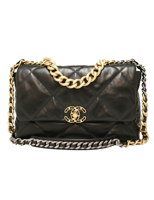 Le 19 CHANEL cuir noir 
