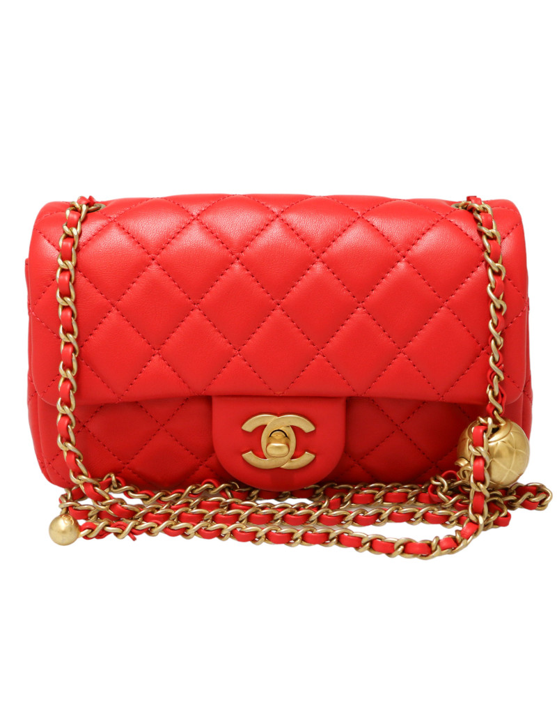  Mini classique CHANEL rouge chaine réglade 