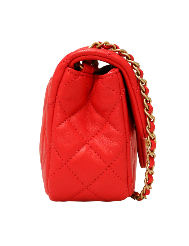  Mini classique CHANEL rouge chaine réglade 