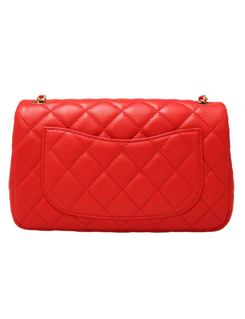  Mini classique CHANEL rouge chaine réglade 