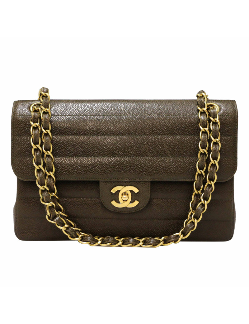 Sac CHANEL cuir grainé marron