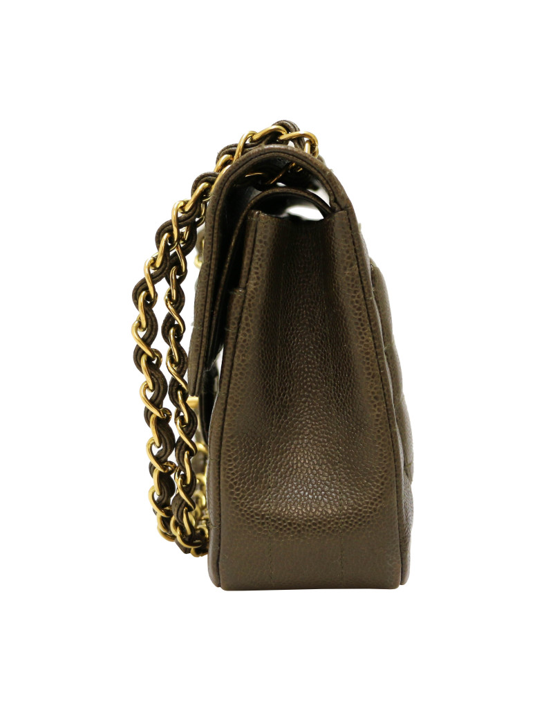 Sac CHANEL cuir grainé marron