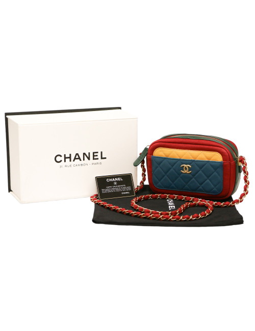 Mini sac caméra CHANEL multicolroe