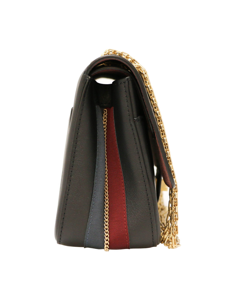 CHANEL black bag with burgundy trimming