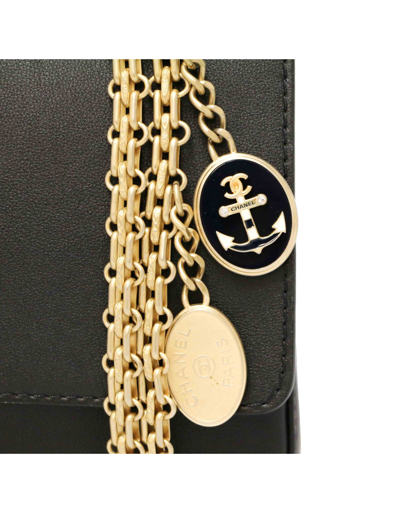 CHANEL black bag with burgundy trimming