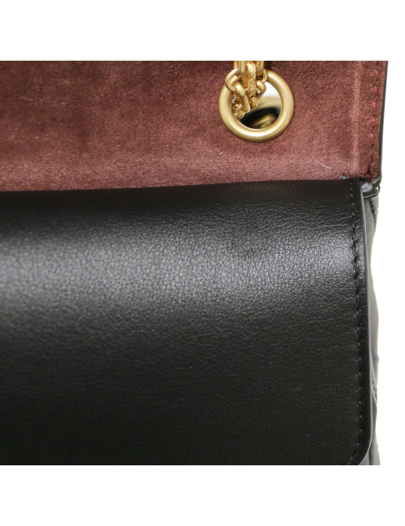 CHANEL black bag with burgundy trimming