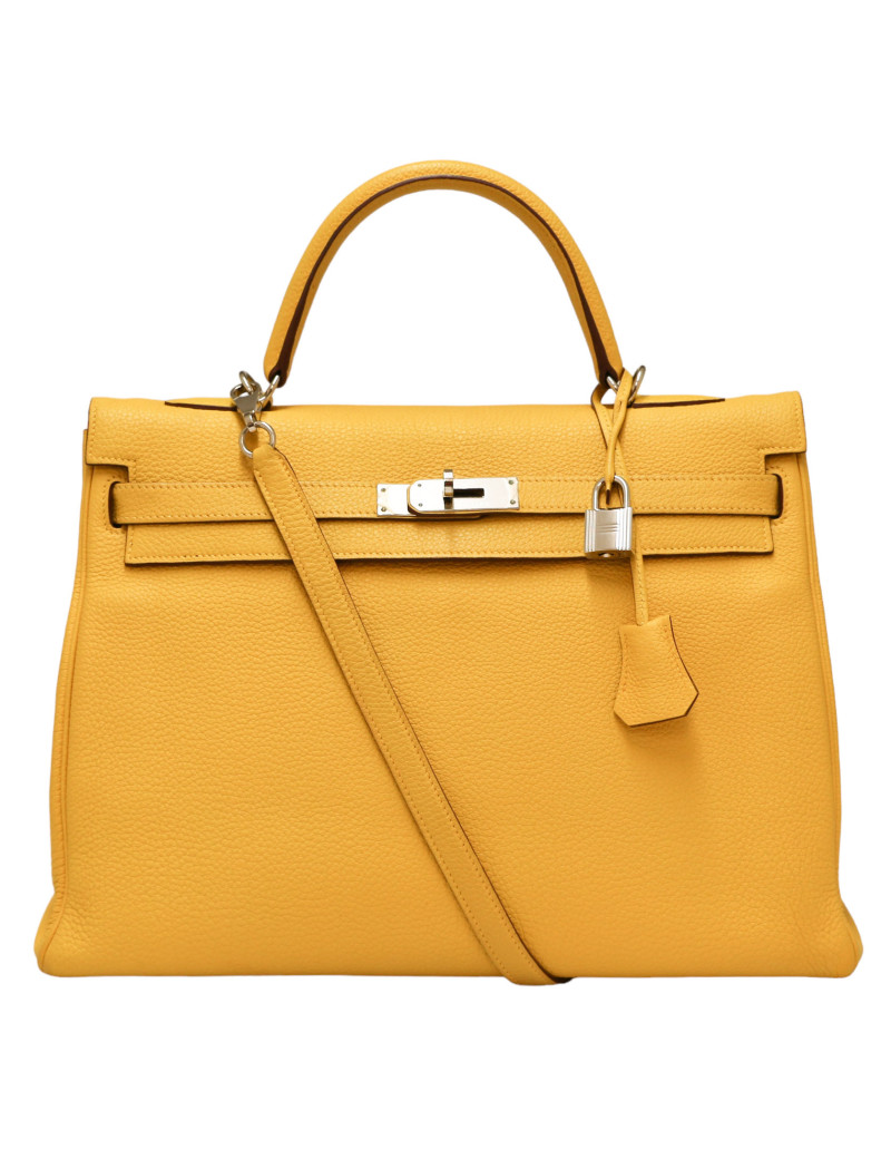 Kelly jaune 35 Hermes cuir