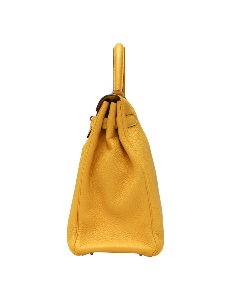 Kelly jaune 35 Hermes cuir