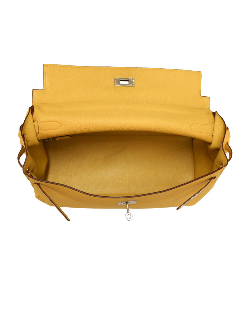 Kelly jaune 35 Hermes cuir