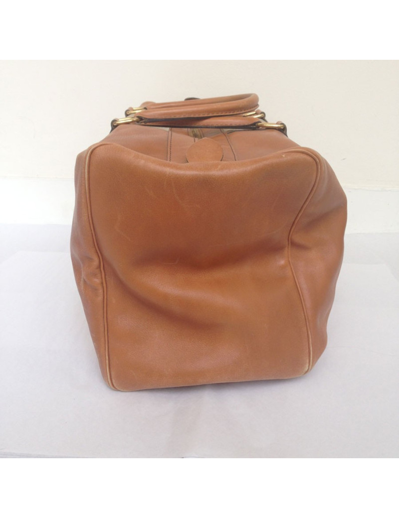 Sac weekender cuir caramel et daim beige 