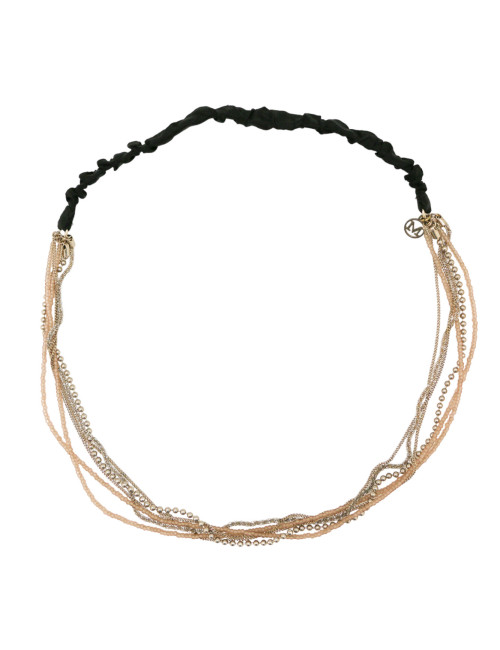  MAISON MICHEL light gold chain and pearly beads headband