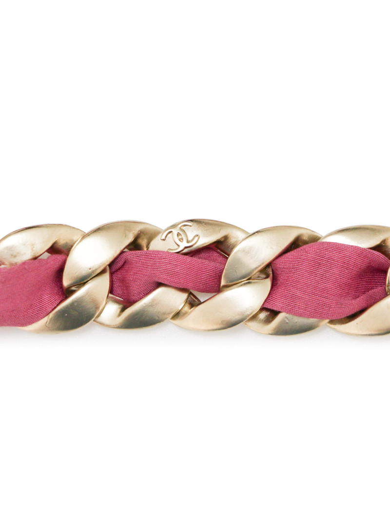 Serre-tête CHANEL chaine entrelacée tissu fuschia