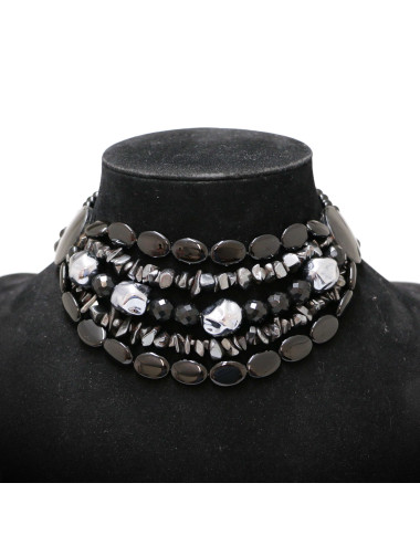 Collier YSL YVES SAINT LAURENT multirangs noir Vintage 2