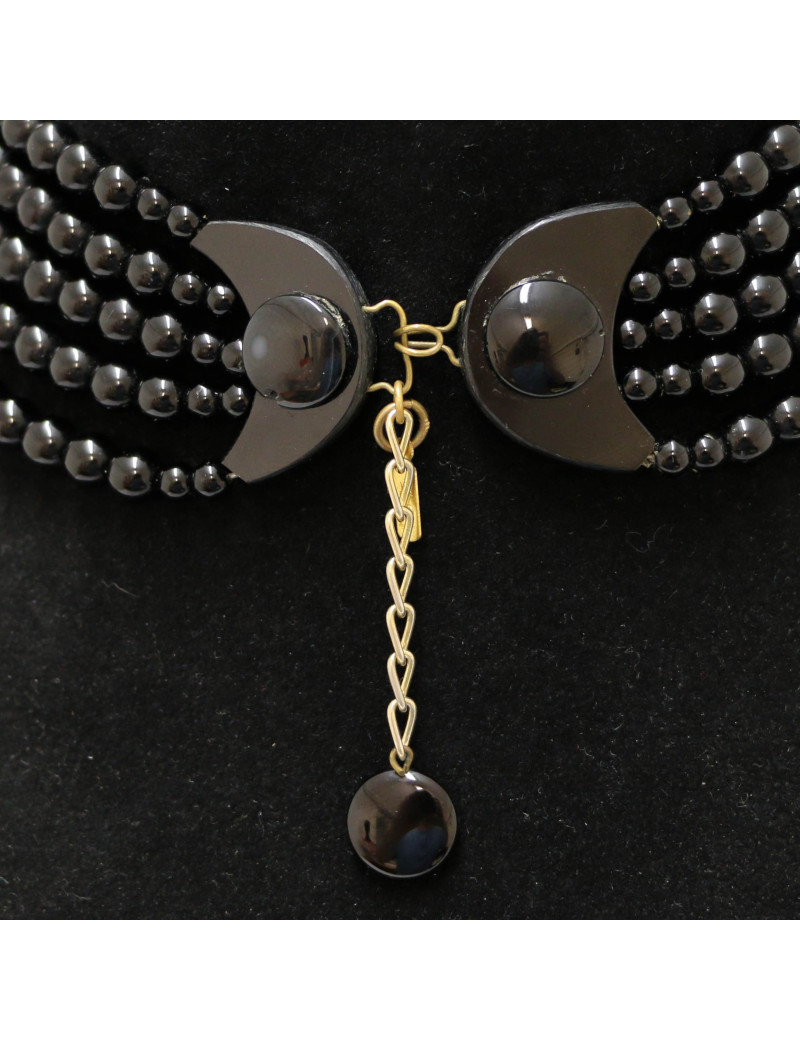 Collier YSL YVES SAINT LAURENT multirangs noir Vintage