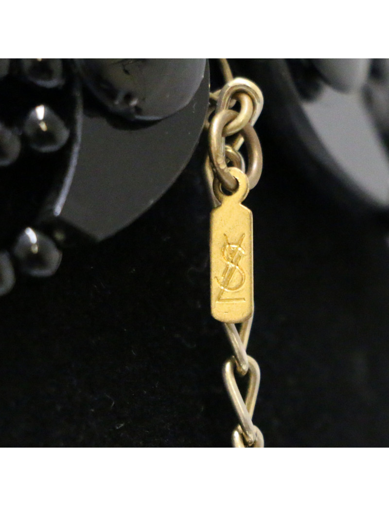Collier YSL YVES SAINT LAURENT multirangs noir Vintage