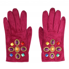 Paire de gants T 7,5 CHRISTIAN LACROIX pécarie violet