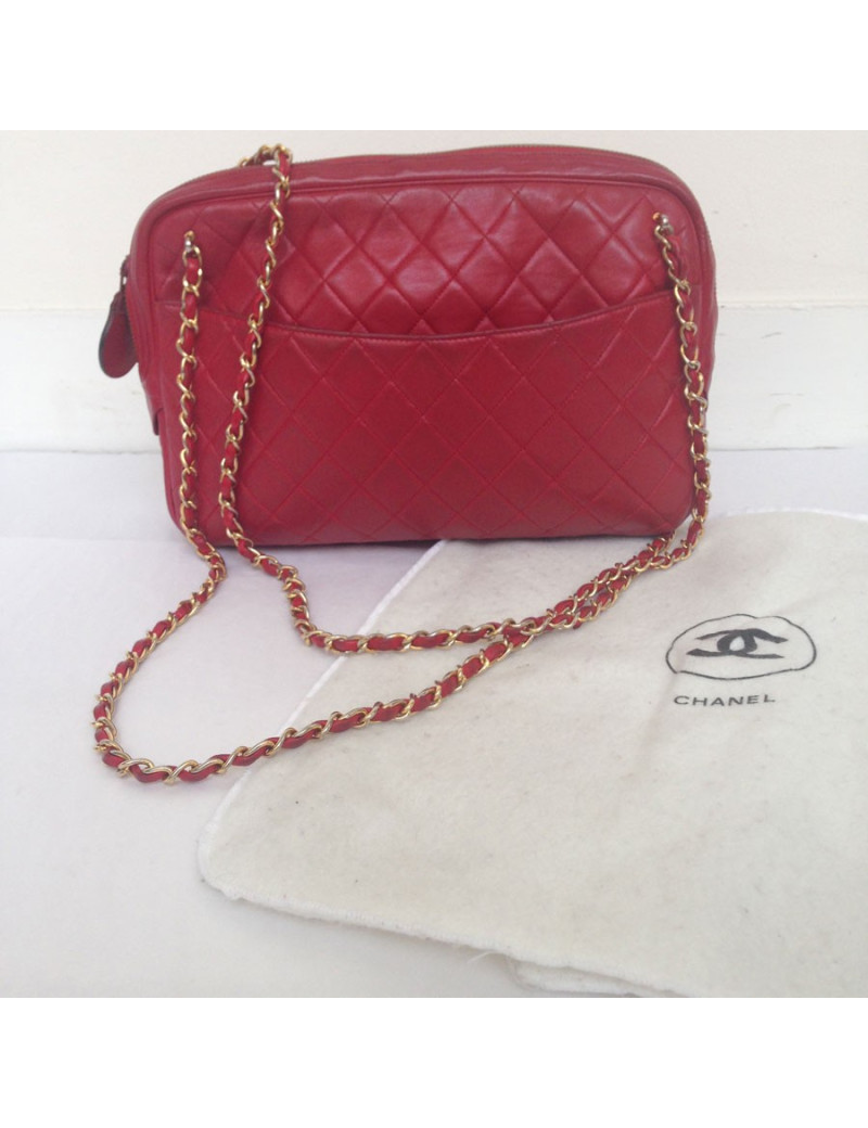 Sac rouge CHANEL vintage