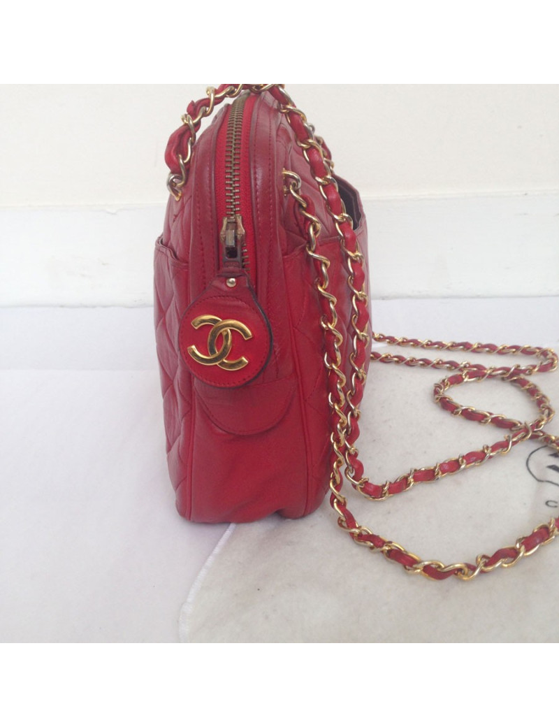 Sac rouge CHANEL vintage