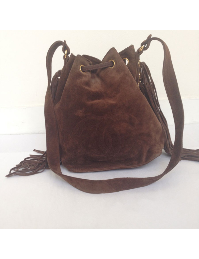 Sac daim marron CHANEL