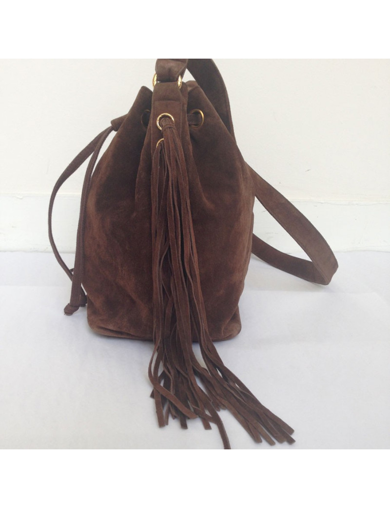 Sac daim marron CHANEL