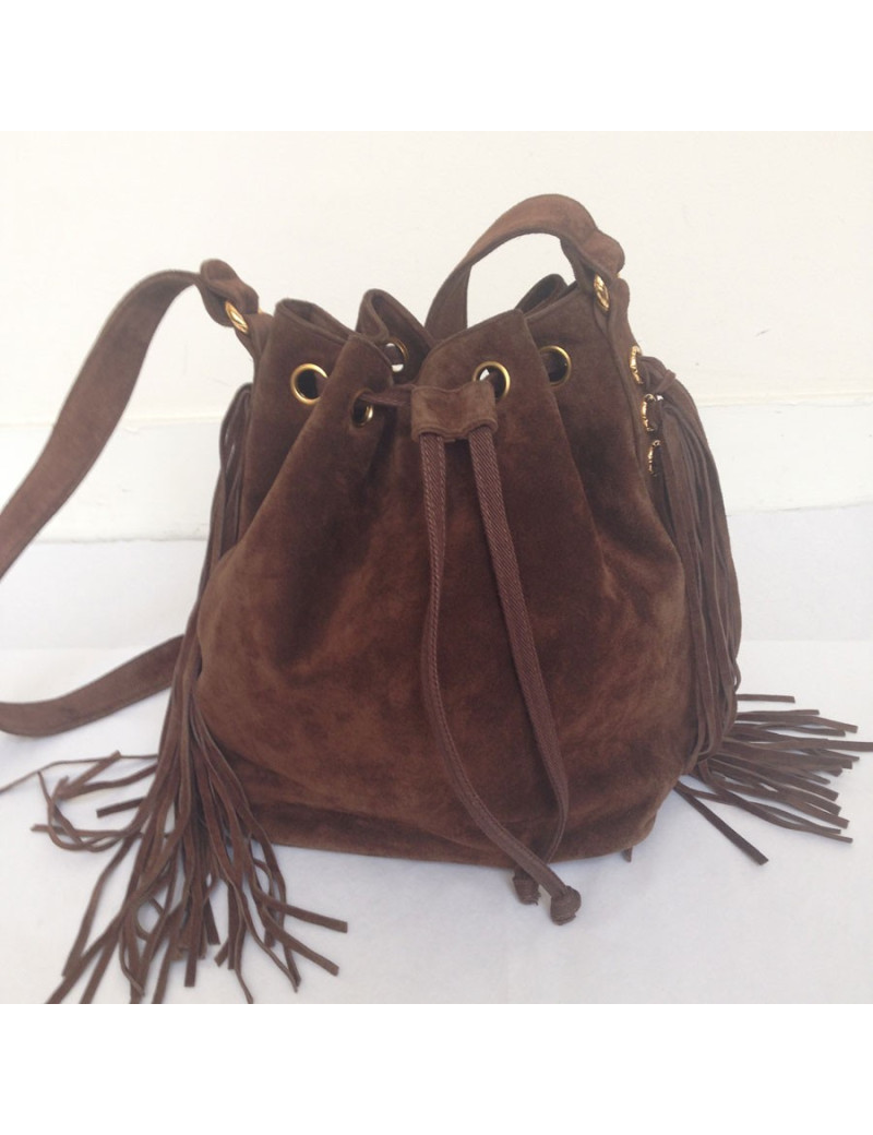 Sac daim marron CHANEL