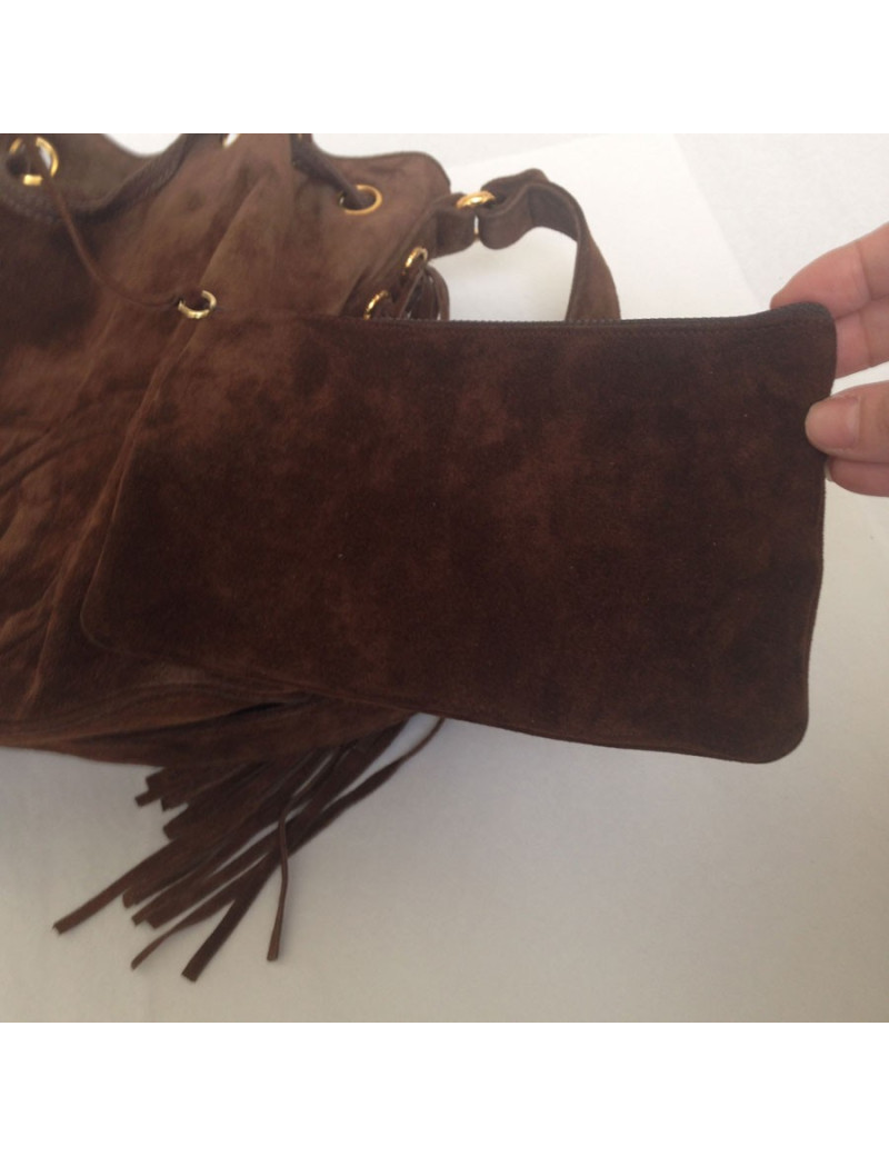 Sac daim marron CHANEL