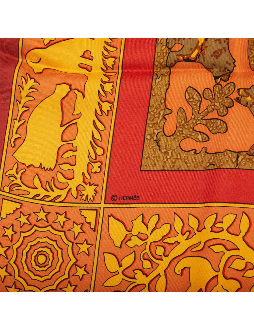 HERMES Early America silk square scarf