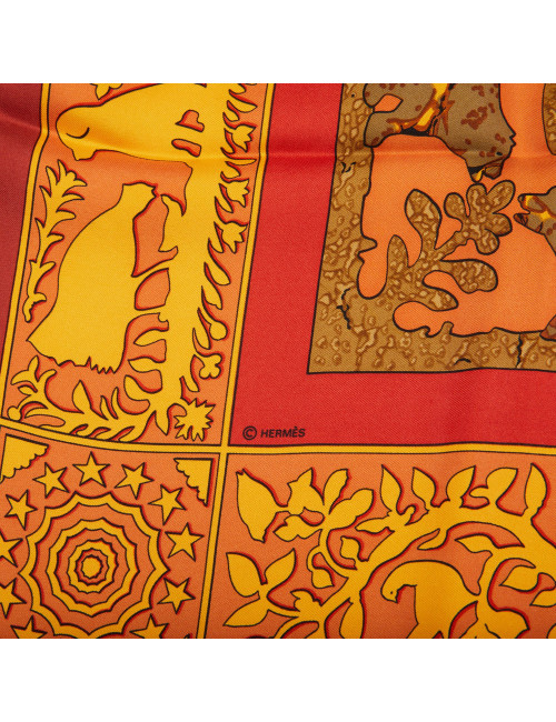 HERMES Early America silk square scarf