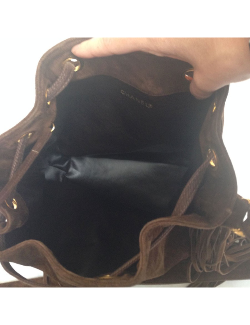 Sac daim marron CHANEL