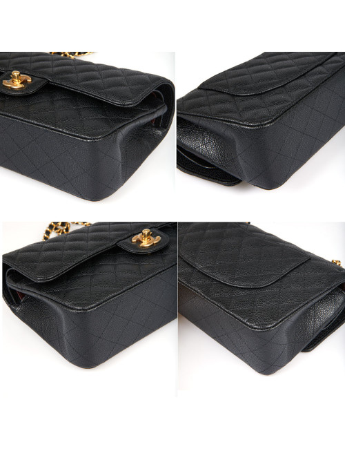 Sac rabat Timleless CHANEL cuir caviar noir