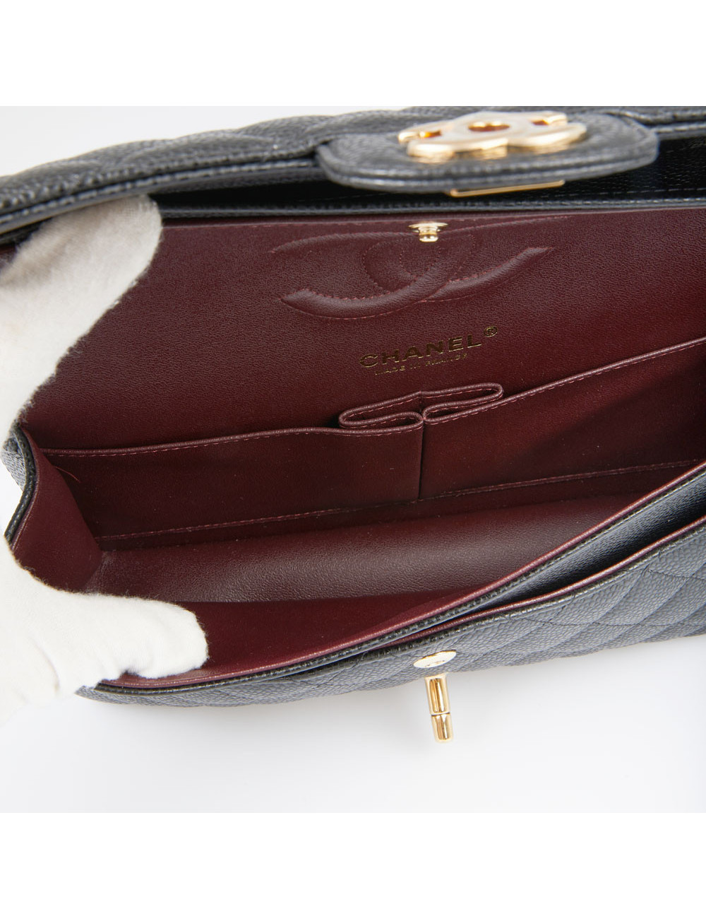 Sac rabat Timleless CHANEL cuir caviar noir