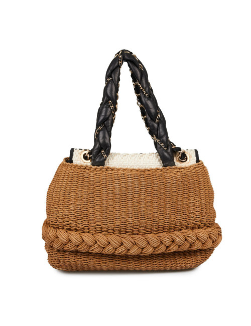 CHANEL  beige woven rope bag