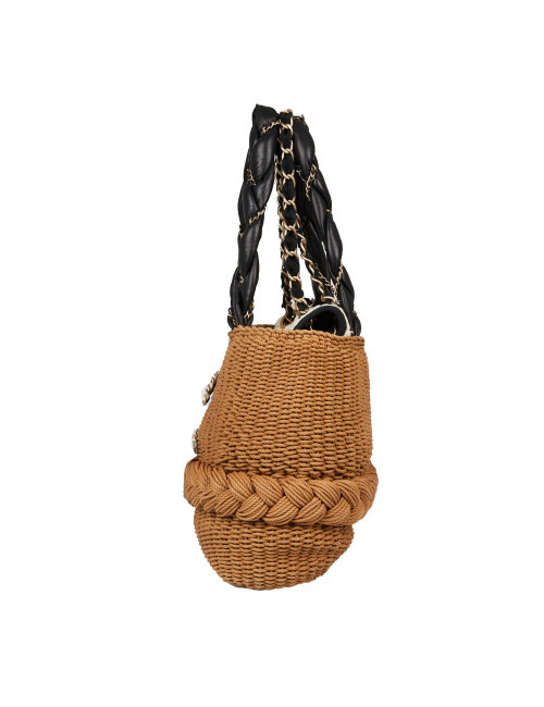 CHANEL  beige woven rope bag