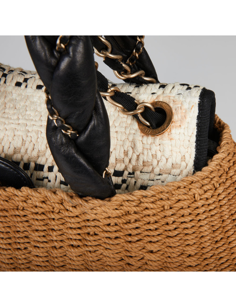 CHANEL  beige woven rope bag
