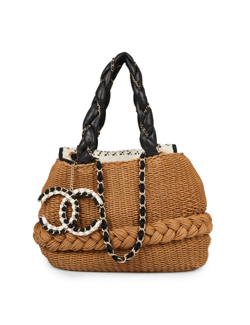 CHANEL  beige woven rope bag