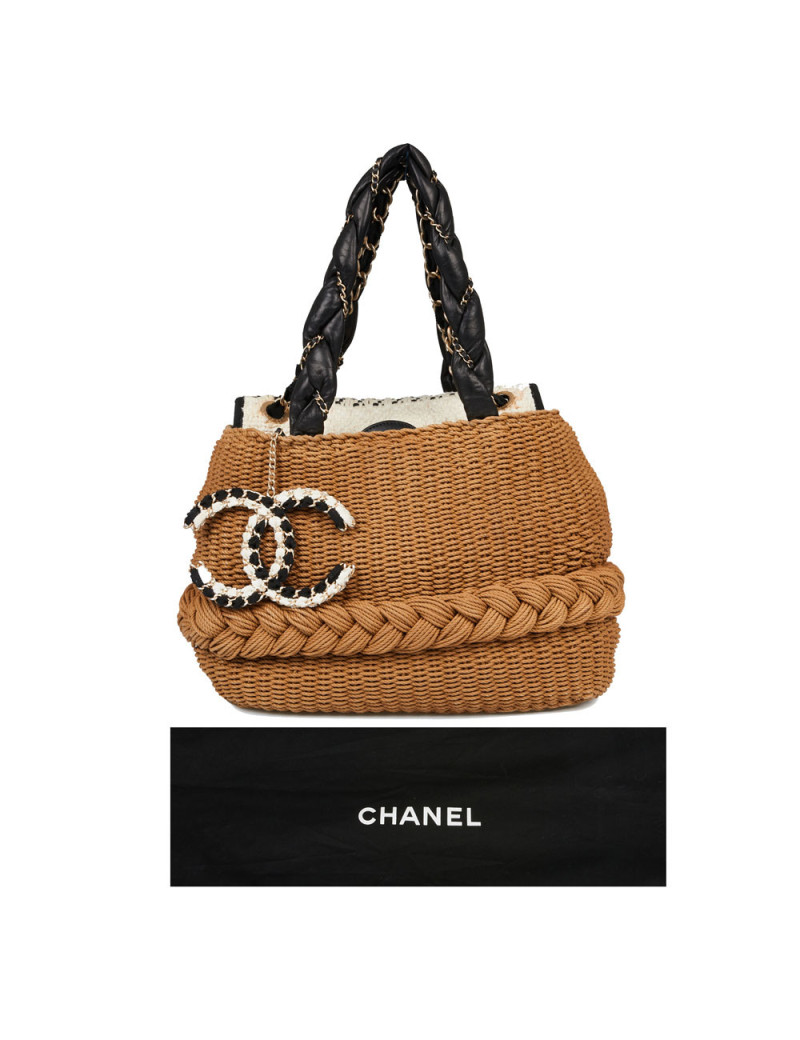 CHANEL  beige woven rope bag