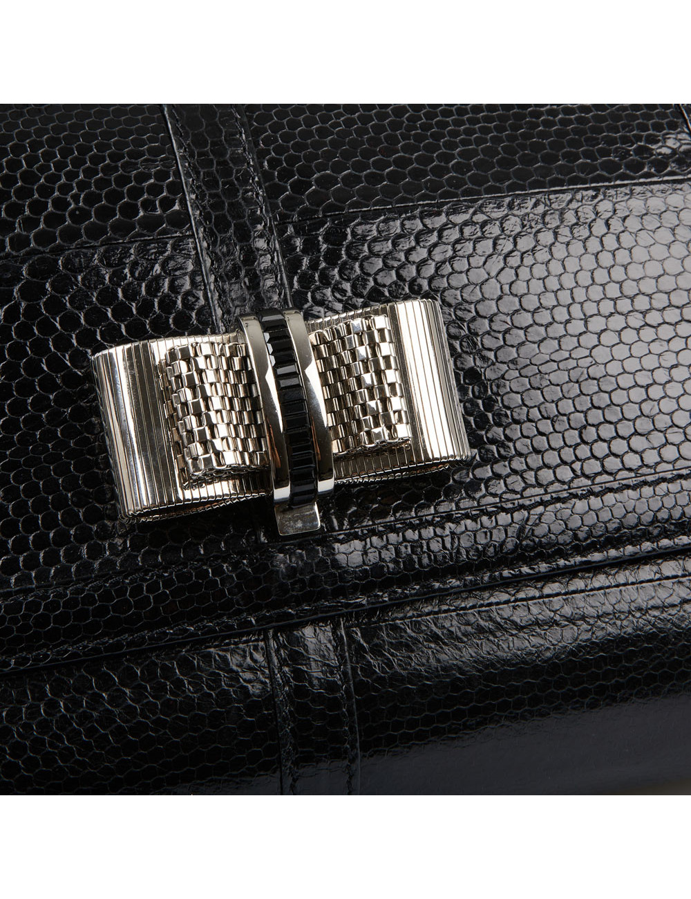 Sac à main LOUBOUTIN lezard noir