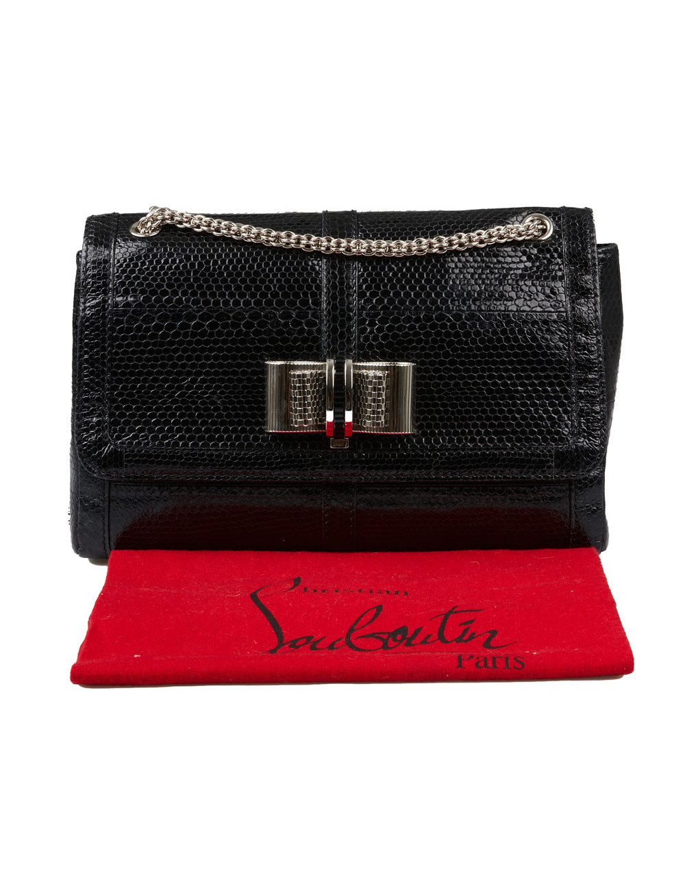 Sac à main LOUBOUTIN lezard noir