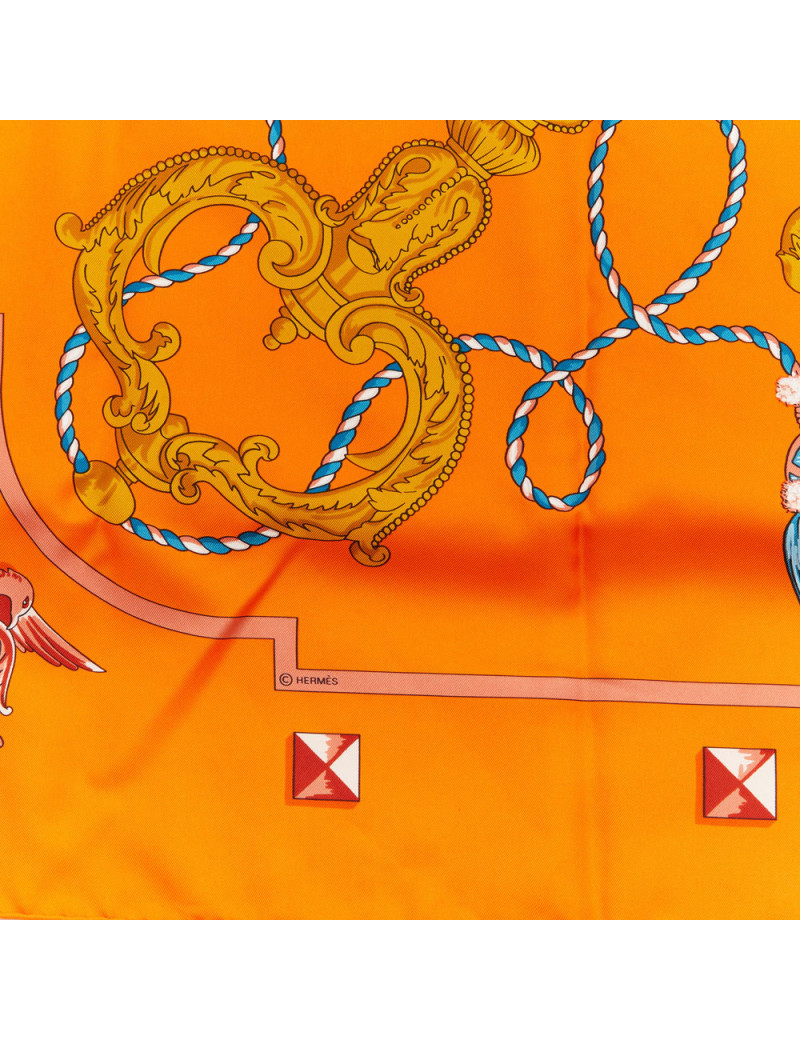HERMES Les Clefs large silk square scarf