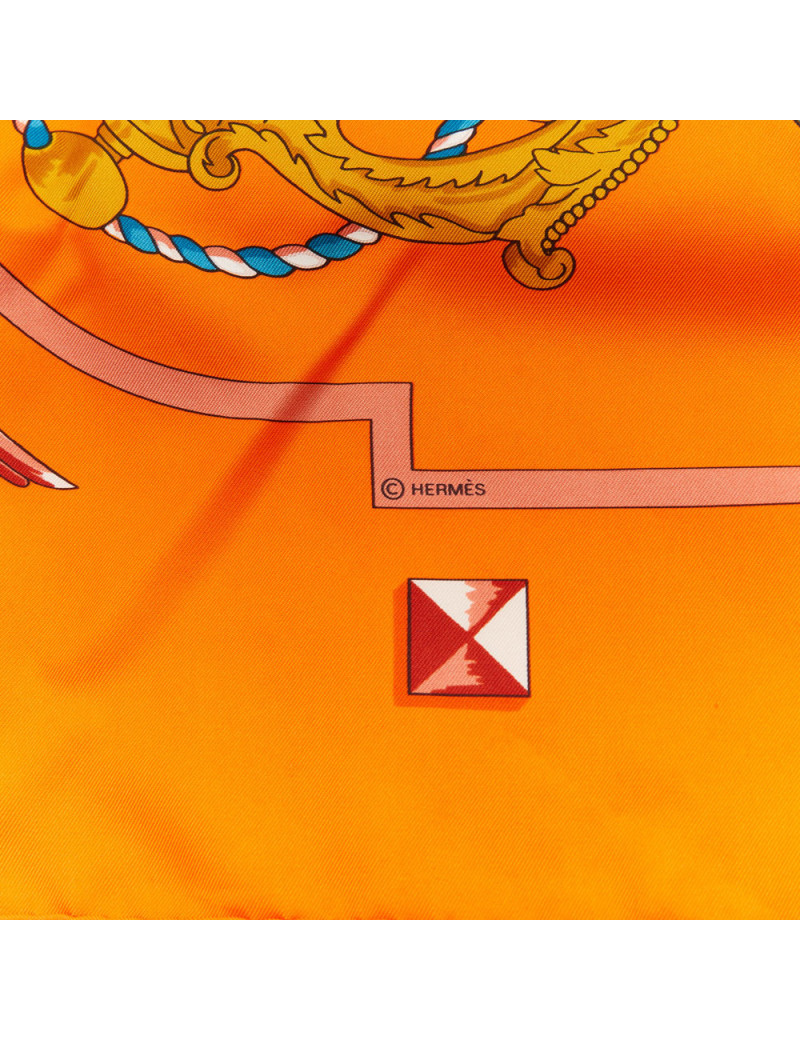 HERMES Les Clefs large silk square scarf