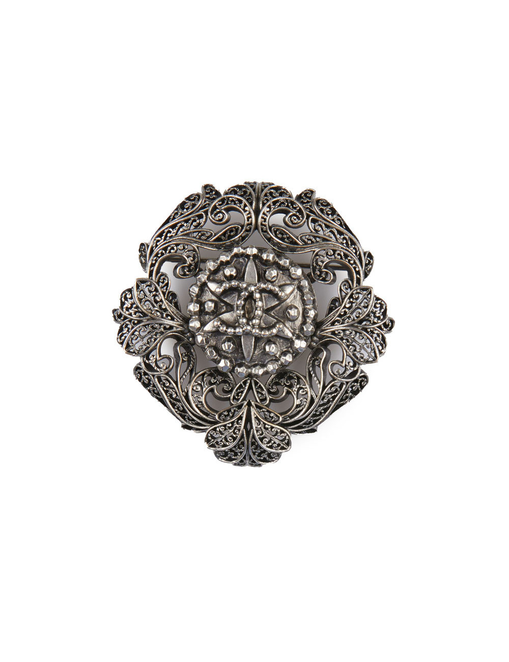 Broche CHANEL filigrane argent vieilli