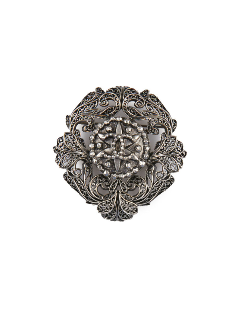 Broche CHANEL filigrane argent vieilli