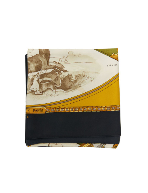 Carré HERMES Armes de chasse soie