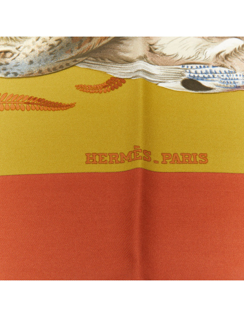 HERMES game-birds silk scarf