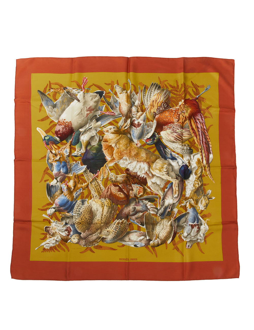 HERMES game-birds silk scarf